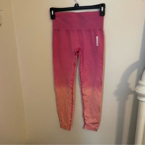 Gymshark seamless ombré pink high waisted leggings. Size:Small